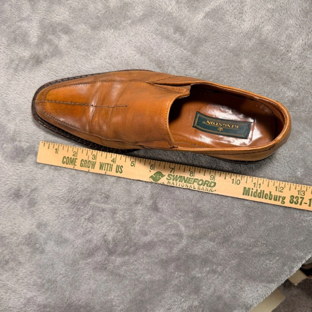 Kingston Loafers Mens Tan Leather Square Toe Slip On Made in Spain 41 Shoes